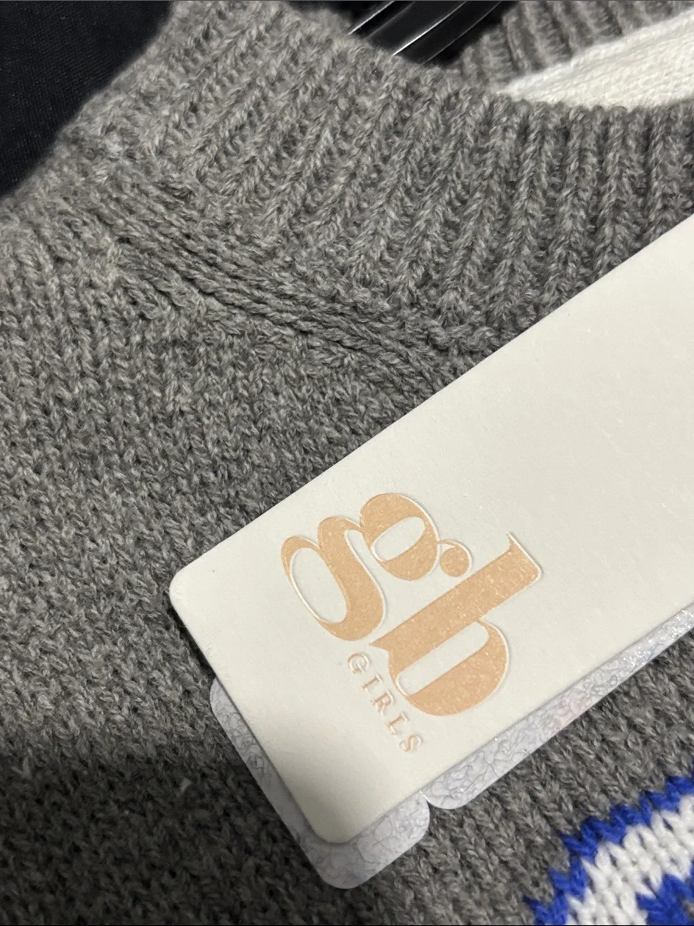 GB girls Gray Sweater with Blue 'LONDON 1826' Graphic